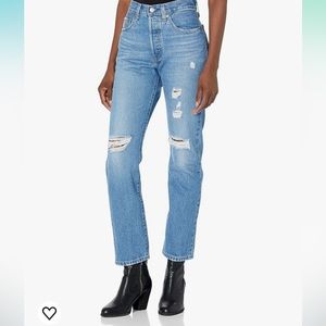 Levi’s Premium 501 90’s Distressed Mid Rise Straight Leg Blue Jeans/Sz:24x30